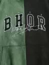Letters Embroidered Two Tone Suede Hoodie