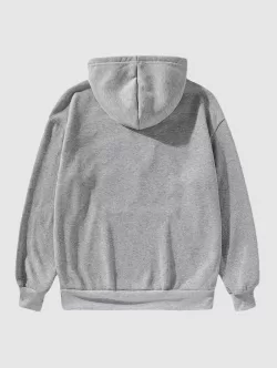 Letters Print Drawstring Fleece Hoodie