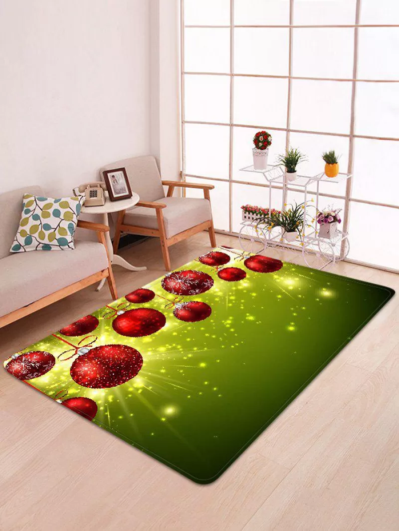 Light Christmas Balls Print Non-slip Area Rug