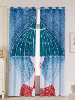 Lightproof 2pcs Abstract Printed Window Curtains