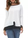 Long Sleeve Contrast Fishnet Panel Top