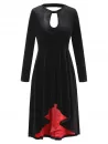 Long Sleeve High Low Velvet Dress
