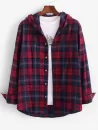 Long Sleeve Plaid Hooded Shirt Jacket