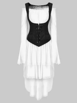 Long Sleeve Retro Layered Asymmetrical Corset Dress