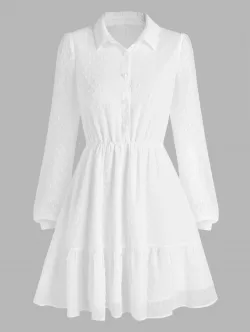 Long Sleeve Swiss Dot Chiffon Dress
