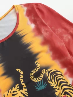 Long Sleeve Tiger Tie Dye Mini Dress