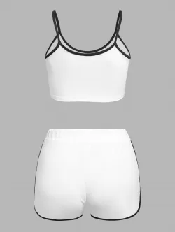 Lounge Contrast Binding Cropped Top And Shorts Set