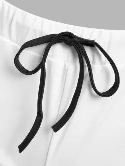 Lounge Contrast Binding Cropped Top And Shorts Set