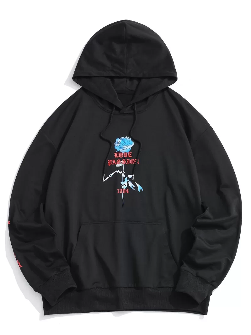 Love Passion Flower Front Pocket Hoodie