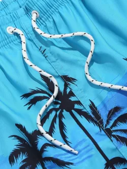 Matching Couple Swimwear V Wired Bikini And Coconut Palm Hawaiian Beach Shorts