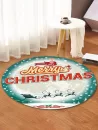 Merry Christmas Moon Pattern Round Flannel Rug