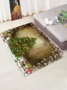 Merry Christmas Tree Wooden Pattern Floor Rug