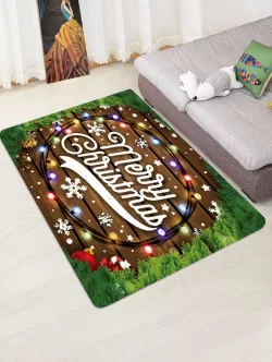 Merry Christmas Wooden Print Floor Rug