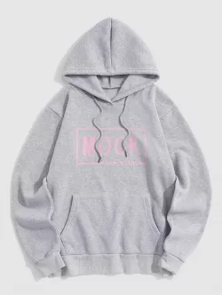 Mock Graphic Print Fleece Hoodie