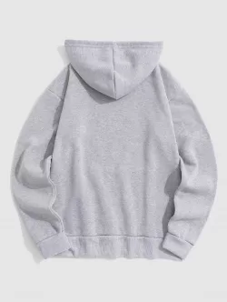Mock Graphic Print Fleece Hoodie
