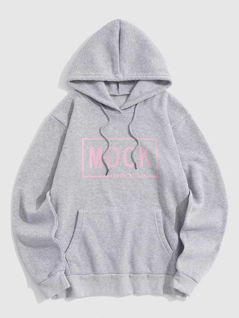 Mock Graphic Print Fleece Hoodie