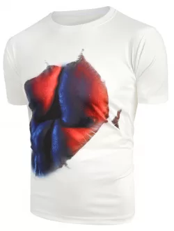 Muscle 3d Print Round Collar Tee