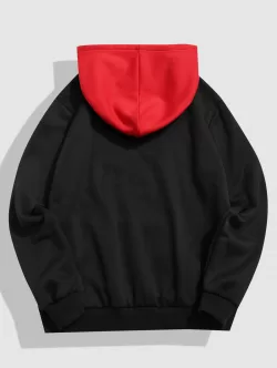 Music Car Graphic Fleece-lined Colorblock Hoodie