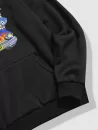 Music Car Graphic Fleece-lined Colorblock Hoodie