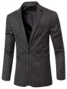 Notched Lapel Collar Stylish Single Button Striped Slim Fit Blazer For Men