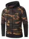 Panel Long Sleeve Camo Drawstring Hoodie