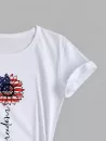 Patriotic American Flag Sunflower Print Short Sleeve T Shirt