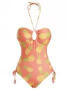 Pineapple Halter High Leg One-piece Swimsuit