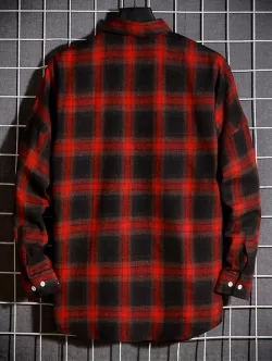 Plaid Drop Shoulder Long Sleeve Shirt