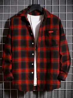 Plaid Drop Shoulder Long Sleeve Shirt