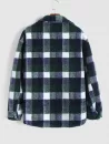 Plaid Pocket Button Up Teddy Fluffy Shirt Jacket