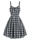 Plaid Print Spaghetti Strap Pleated Mini Dress