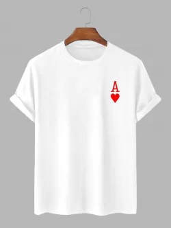 Playing Card Heart A Cotton T-shirt With Ripped Jeans Two Piece Set
