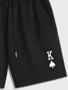Playing Card Pattern Drawstring Sports Shorts