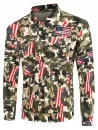 Plus Size Star And Stripe Print Turn-down Collar Long Sleeve Camouflage Cargo Jacket