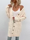 Pockets Button Up Cable Knit Cardigan