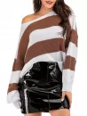 Pointelle Knit Striped Oversized Sweater