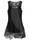 Polka Dot Asymmetrical Sleeveless Lace Blouse