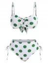Polka Dot Cinched Ruched Full Coverage Bikini Swimwear