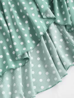 Polka Dot Ruffles Tie Waist Midi Dress