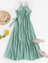 Polka Dot Ruffles Tie Waist Midi Dress