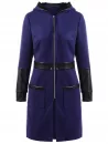 Pu Leather Panel Zipper Hooded Coat