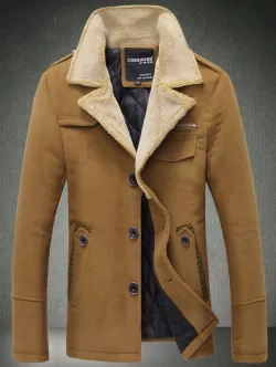 Quilted Lining Epaulet Design Zippered Woolen Jacket