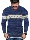 Rhombus Graphic Crew Neck Heather Knit Sweater