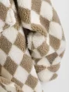 Rhombus Pattern Fluffy Faux Shearling Shacket
