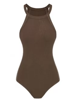 Ribbed Cami Bodysuit With Thumbhole Shrug Top