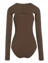 Ribbed Cami Bodysuit With Thumbhole Shrug Top