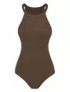 Ribbed Cami Bodysuit With Thumbhole Shrug Top