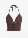 Ribbed Lace Up Halter Tank Top