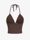 Ribbed Lace Up Halter Tank Top