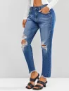 Ripped Distressed Frayed Zipper Fly Jeans